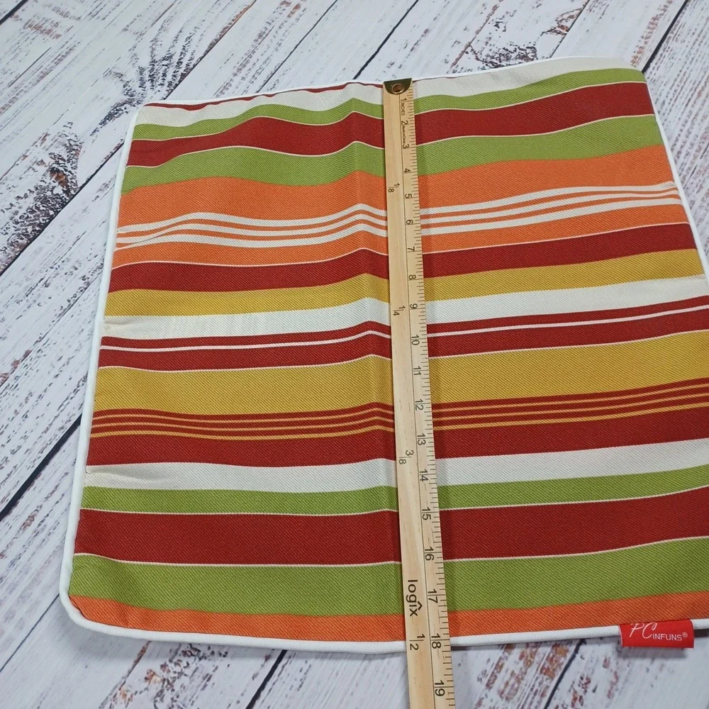 PCinfuns (Pampered Chef) Patio Chair Covers 18x18 Multi NWOT Striped Set of 8